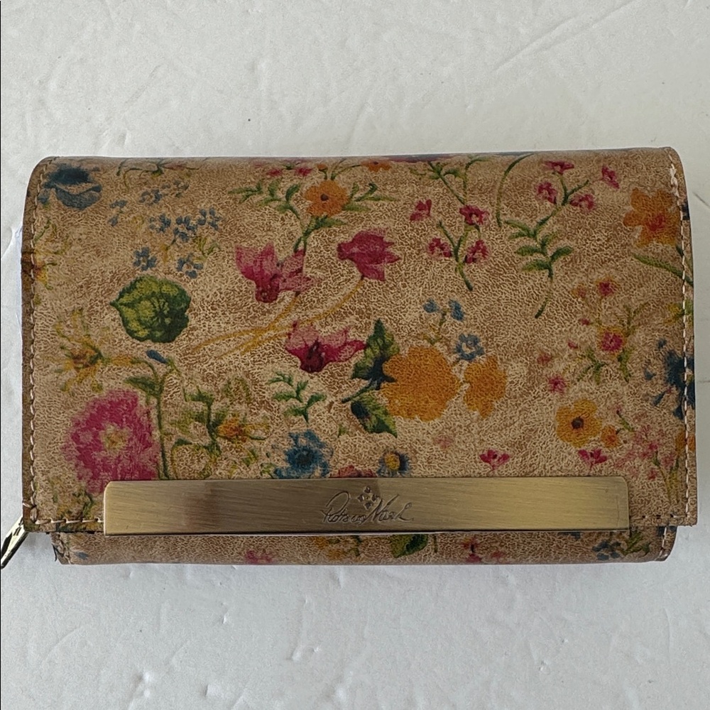 PATRICIA NASH Cametti floral leather RFID trifold wallet Prairie Rose Tan Red - Picture 6 of 14